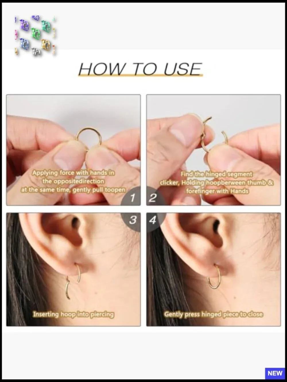 Dainty Tiny Huggie Hoop Earrings 16G Surgical Steel Hinged Earring